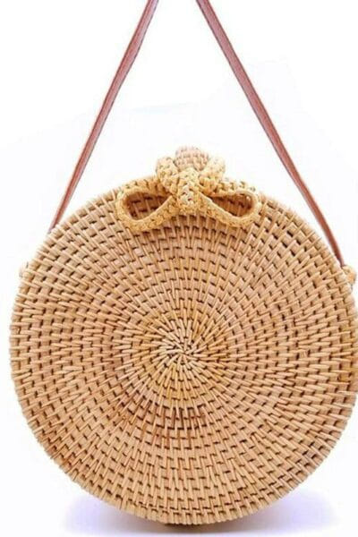 Runde Tasche aus Stroh boho