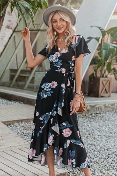 Fliessendes Boho-Kleid mit Blumenprint