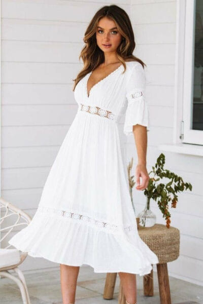 Weißes boho Chic Kleid