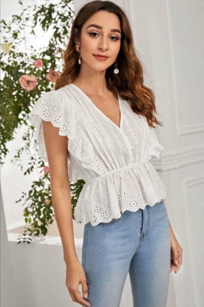 Boho Bluse mit englischer Stickerei