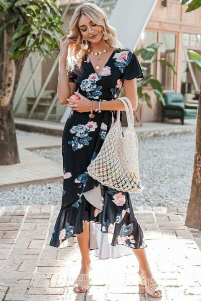 Fliessendes Boho-Kleid mit Blumenprint