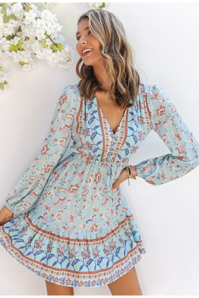 Blumiges Boho-Kleid