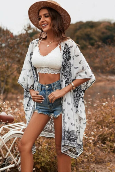 Kimono Mittellang Boho-Stil