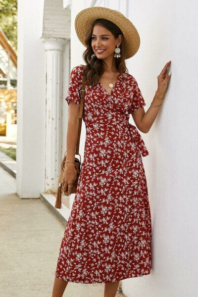 Langes Blumen Boho-Kleid