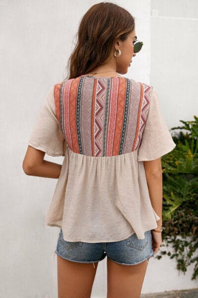 Fliessende Bluse mit Boho-Druck