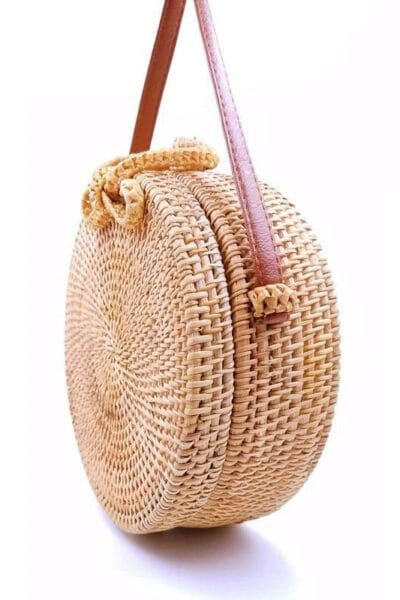 Runde Tasche aus Stroh boho