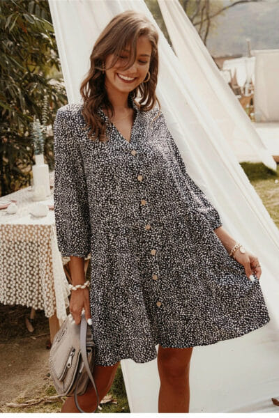 Kurzes schwarzes boho Kleid