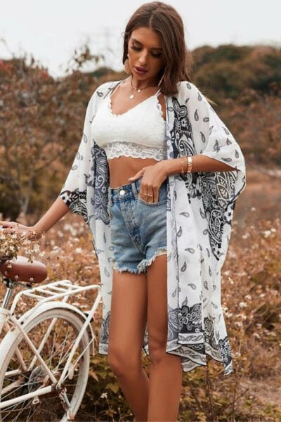 Kimono Mittellang Boho-Stil