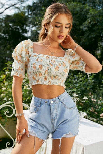 Boho Crop Top mit Blumenmuster