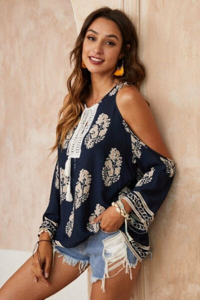 Boho Bluse mit offenen Schultern