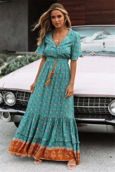 Boho-Kleid MAXI GRÜN