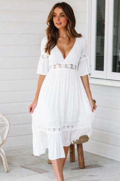 Weißes boho Chic Kleid