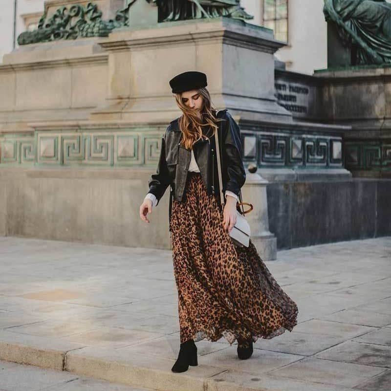 Boho-Rock Lang mit Leopardenmuster