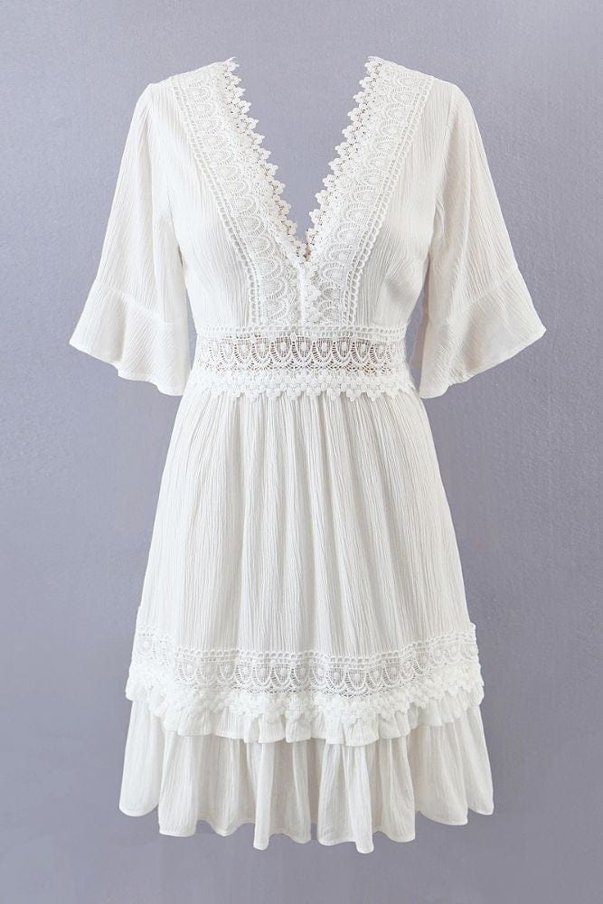 Kurzes Boho-Kleid Weiß