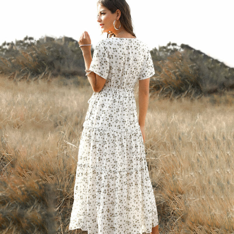 Langes Kleid Sommer Chic Weiß
